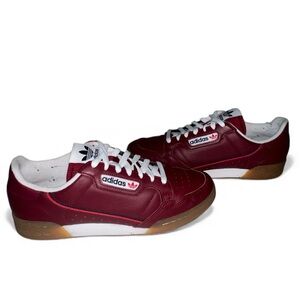 Adidas Men's Continental 80 Collegiate Leather Sneakers Sz 10 Burgundy